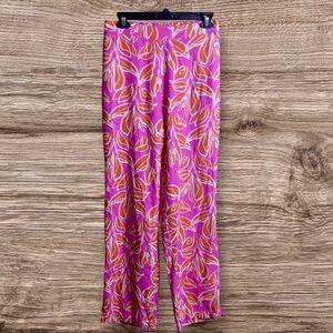 Sincerely Jules pink and orange tropical linen blend pants. Medium.